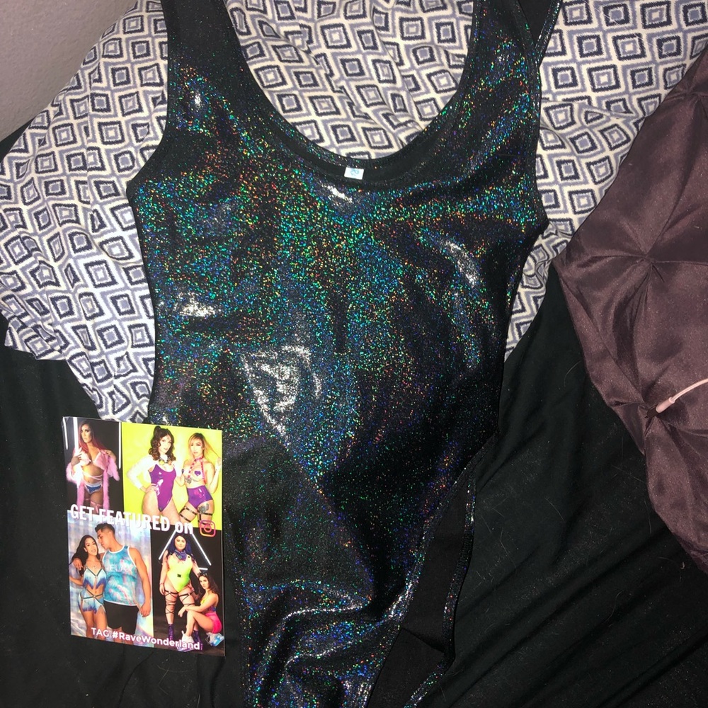 Black Holographic Rave Wonderland Bodysuit